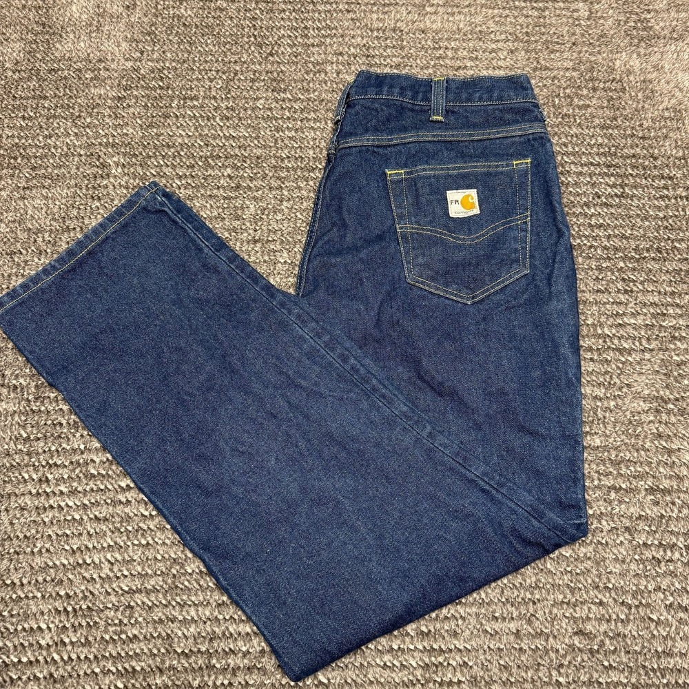 Carhartt Mens FR Flame Resistant Jeans 38x32 NFPA 2112 Denim Work Pants Blue